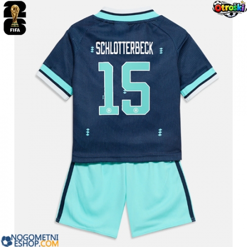 Otroški Nogometni dresi Nemčija Nico Schlotterbeck #15 Gostujoči SP 2026 Kratek Rokav (+ Kratke hlače)